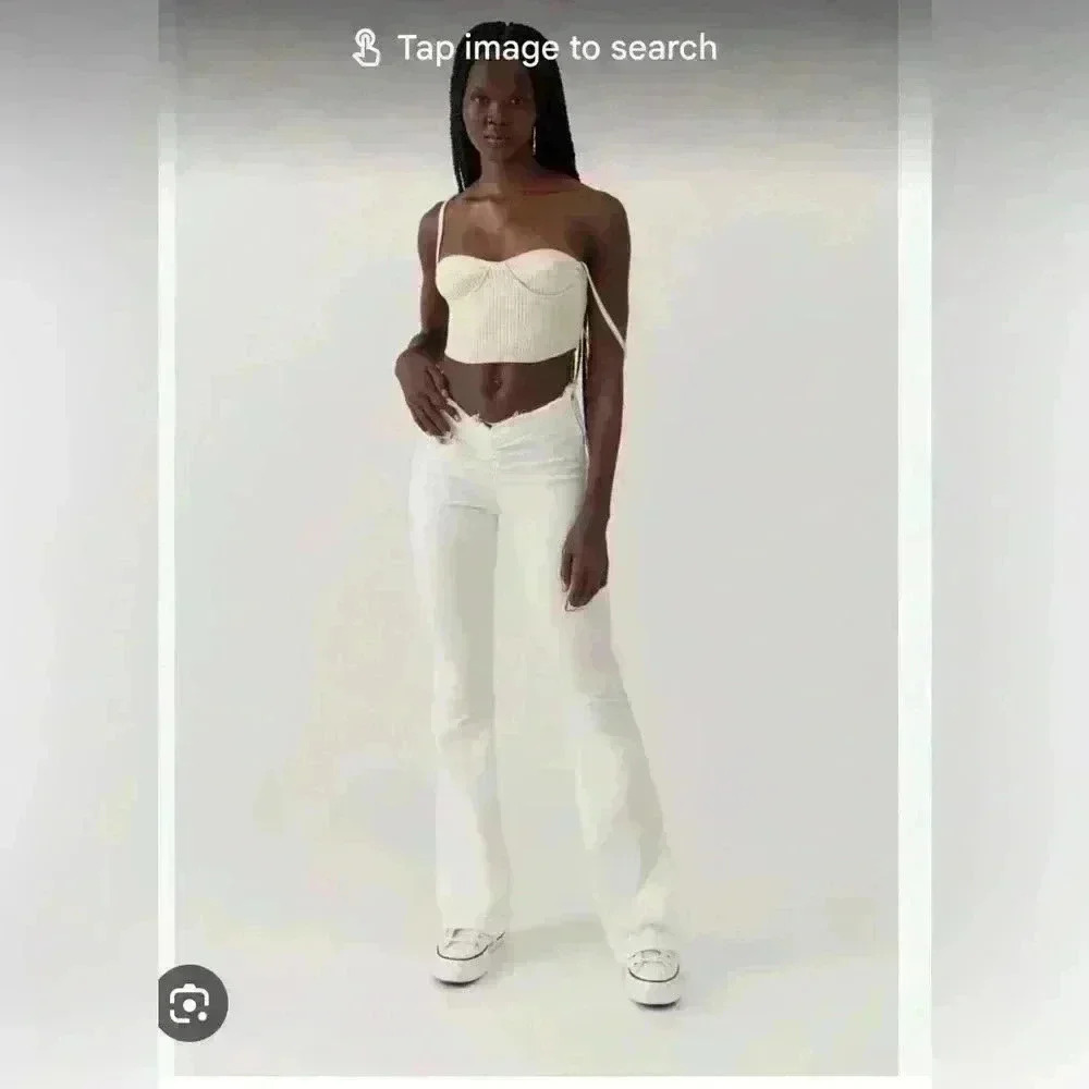 White Flare Wide Leg High-Waisted Jeans